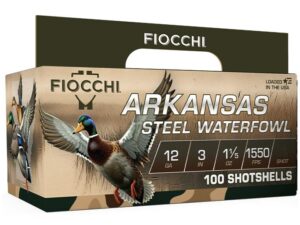 Fiocchi Arkansas Steel Waterfowl Shotshells 12ga 3" 1-1/5oz 1550 fps #4 100/ct