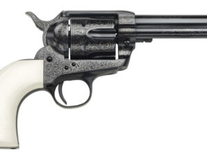 Taylors & Company 200056 1873 Cattleman Outlaw Legacy 45 Colt (LC) Caliber with 4.75" Barrel, 6rd Capacity Cylinder, Overall Blued Engraved Finish Steel & Ivory Synthetic Grip