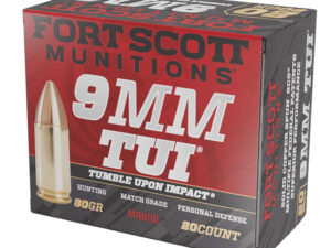 Fort Scott Munitions 9MM080SCV Tumble Upon Impact (TUI)  9mmLuger 80gr Solid Copper Spun 20 Per Box/25 Case