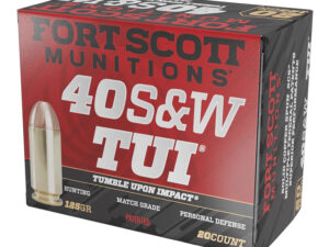 Fort Scott Munitions 400125SCV Tumble Upon Impact (TUI)  40S&W 125gr Solid Copper Spun 20 Per Box/25 Case