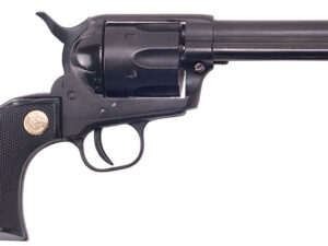 Cimarron ASPLINK1 Plinkerton  22 LR 6 Shot 4.75" Matte Black Steel Barrel, Frame & Cylinder, Black Checkered Plastic w/Medallion Grip, Exposed Hammer