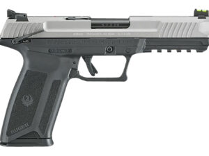 Ruger 16408 Ruger-5.7  Exclusive Finish 5.7x28mm 20+1 4.94" Black Nitride Steel Barrel, Savage Cerakote Serrated Steel Slide, Black Polymer Frame w/Picatinny Rail, Black Polymer Grip, Right Hand