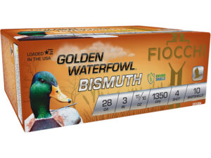 Fiocchi 283GB4 Golden Waterfowl Bismuth 28Gauge 3" 15/16oz 4Shot 10 Per Box/10 Case