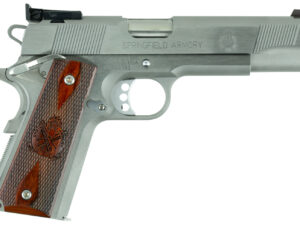 Springfield Armory PI9134LCA 1911 Loaded Target *CA Complaint 9mm Luger 9+1, 5" Stainless Match Grade  Barrel, Serrated Slide & Frame w/Beavertail, Crossed Cannon Cocobolo Grip