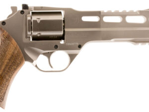 Chiappa Firearms 340224 Rhino 60DS Small Frame 357 Mag 6 Shot, 6" Nickel-Plated Steel Vent Rib Barrel & Cylinder, Nickel-Plated Aluminum Frame, Walnut Grip, Concealed Hammer