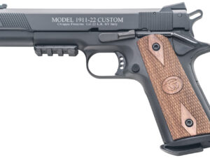 Chiappa Firearms 401101 1911-22 Custom 22 LR 10+1 5" Blued Serrated Steel Slide w/Picatinny Rail & Beavertail Frame, Stippled Walnut Grip