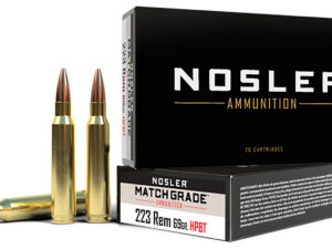 Nosler 60023 Match Grade  223Rem 69gr Custom Competition Hollow Point Boat Tail 20 Per Box/20 Case