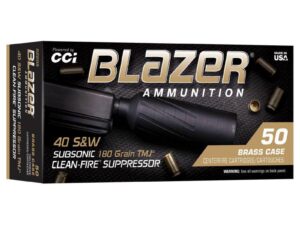 CCI Blazer Brass Clean-Fire Suppressor Handgun Ammunition .40 S&W 180gr TMJ 970 fps 50/ct