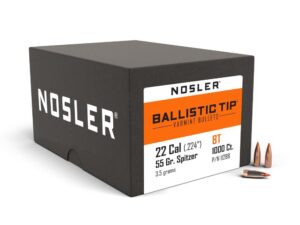 Nosler Ballistic Tip Varmint Rifle Bullets .22 cal .224" 55 gr SBT-SB 1000/ct