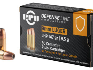 PPU PPD92 Defense  9mmLuger 147gr Jacketed Hollow Point 50 Per Box/20 Case