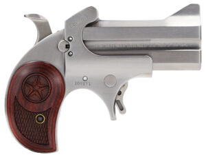 Bond Arms BACD Cowboy Defender 357 Mag/38 Sp 2rd 3" Barrel, Stainless Metal Finish, Blade Front/Fixed Rear Sights, Laminated Rosewood Grip, No Trigger Guard, Manual Safety