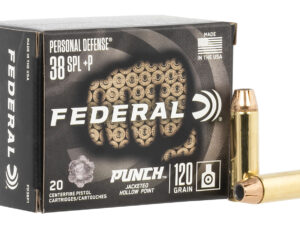 Federal PD38P1 Punch Personal Defense 38Special+P 120gr Jacketed Hollow Point 20 Per Box/10 Case
