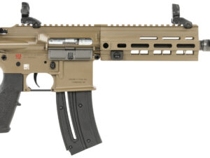 HK 81000531 416  Sports South Exclusive 22 LR 10+1 8.50" Black Steel Threaded Barrel, Flat Dark Earth Aluminum w/M-LOK & Picatinny Rail Receiver, Black Polymer Grip, Right Hand