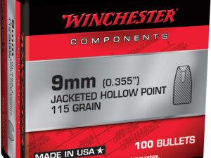 Winchester Ammo WB9JHP115X Centerfire Handgun Reloading 9mm 115gr Jacketed Hollow Point 100 Per Box/10 Case