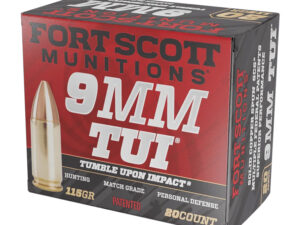 Fort Scott Munitions 9MM115SCV Tumble Upon Impact (TUI)  9mmLuger 115gr Solid Copper Spun 20 Per Box/25 Case