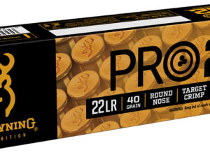Browning Ammo B194122101 Pro22  22LR 40gr Lead Round Nose 100 Per Box/20 Case