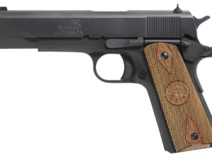 Iver Johnson Arms 1911A1938 1911 A1  38 Super 9+1 5" Black Steel Barrel, Matte Blued Serrated Steel Slide & Frame w/Beavertail, Double Diamond Checkered Walnut Grip