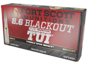 Fort Scott Munitions 86BLK285SCV2SS Tumble Upon Impact (TUI)  8.6Blackout 285gr Solid Copper Spun 20 Per Box/10 Case