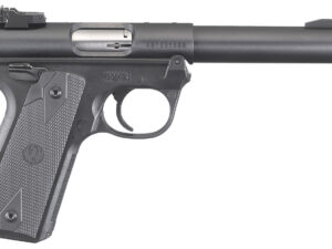 Ruger  Mark IV 22/45 22 LR 10+1, 5.50" Stainless Bull Barrel, Blued Drilled & Tapped Steel Receiver & Polymer Frame,  Black Checkered Polymer Grip Ambidextrous