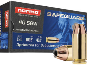 Norma Ammunition 801407727  Safeguard 40S&W 180gr Jacketed Hollow Point 50 Per Box/20 Case