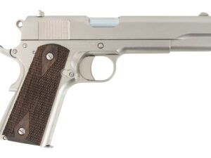 Tisas Arms 10100562 1911 A1 Stakeout 9mm Luger 38 Super 5" Stainless Steel Barrel, Nickel Carbon Steel Serrated Slide & Frame w/Beavertail, Walnut Grip