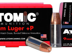 Atomic Ammunition 00409 Pistol Precision Craft 9mmLuger +P 124gr Bonded Match Hollow Point 50 Per Box/10 Case