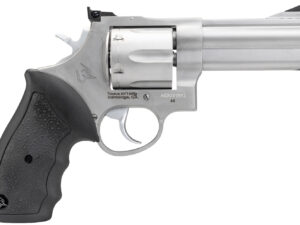 Taurus 2-440049 44  Large 44 Rem Mag 6 Shot 4" Matte Stainless Ported Barrel, Cylinder & Frame, Black Finger Grooved Rubber Grip, Transfer Bar Safety, Exposed Hammer