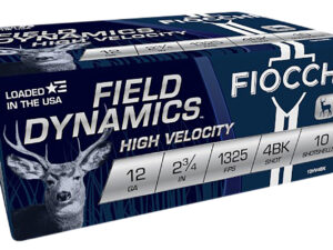 Fiocchi 12HV4BK Field Dynamics High Velocity 12Gauge 2.75" 27Pellets 4Buck Shot 10 Per Box/25 Case