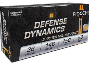 Fiocchi 38E Defense Dynamics  38Special 148gr Jacketed Hollow Point 50 Per Box/20 Case