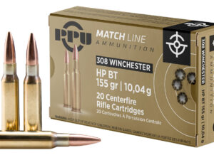 PPU PPM3081 Match  308Win 155gr Hollow Point Boat Tail 20 Per Box/10 Case