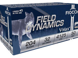 Fiocchi 204HVA Field Dynamics  204Ruger 32gr Hornady V Max 50 Per Box/20 Case