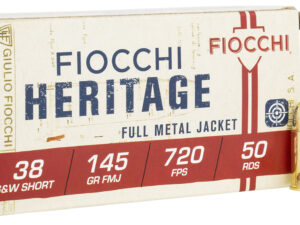 Fiocchi 38SWSHA Heritage  38S&WShort 145gr Full Metal Jacket 50 Per Box/20 Case