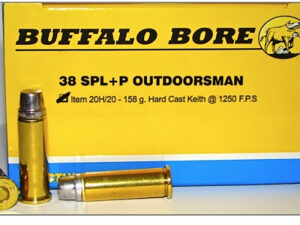 Buffalo Bore Ammunition 20H20 Outdoorsman Strictly Business 38Special +P 158gr Hard Cast 20 Per Box/12 Case