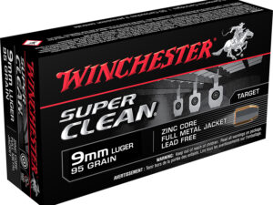 Winchester Ammo W9MMLF Super Clean  9mmLuger 95gr Lead Free Full Metal Jacket 50 Per Box/10 Case