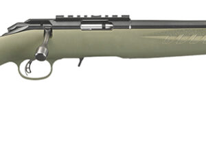 Ruger 8335 American Rimfire Sports South Exclusive Full Size 22 WMR 9+1 18" Satin Blued Threaded Barrel & Alloy Steel Receiver w/Scope Rail, Green Fixed Synthetic Stock, Right Hand