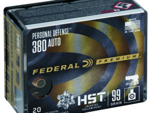 Federal P380HST1S Premium Personal Defense Micro 380ACP 99gr HST Jacketed Hollow Point 20 Per Box/10 Case