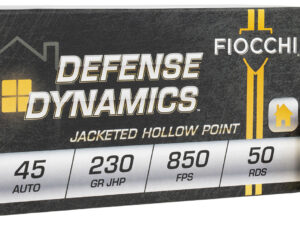Fiocchi 45T500 Defense Dynamics  45ACP 230gr Jacketed Hollow Point 50 Per Box/10 Case