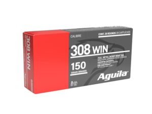 Aguila Rifle Ammunition .308 Win 150 gr FMJBT 2760 fps 20/ct