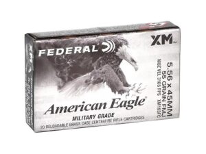 Federal American Eagle Rifle Ammunition 5.56mm 55gr FMJ 3165 fps 20/ct