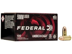 American Eagle Handgun Ammunition 9mm Luger 115 gr FMJ 1180 fps 100/ct