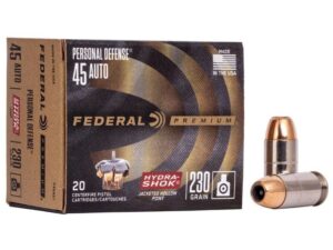Federal Premuim Personal Defense Handgun Ammunition .45 ACP 230 gr JHP 900 fps 20/ct