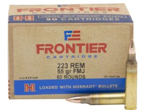 Hornady Frontier Rifle Ammunition . 223 Rem 55 gr FMJ 3240 fps 50/ct(Oriented)
