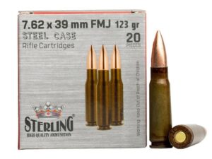 Global Ordnance Sterling Steel Case Rifle Ammunition 7.62x39mm 123gr FMJ 2362 fps 20/ct