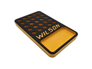 L.E. Wilson Reloading Tray with Bullet/Primer Cup .380" 25 Hole Black/Yellow