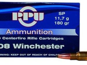 PPU Rifle Ammunition .308 Win 180 gr SP 2454 fps 20/ct