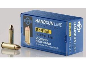 PPU Handgun Ammunition .38 Spl 130 gr FMJ 902 fps 50/ct