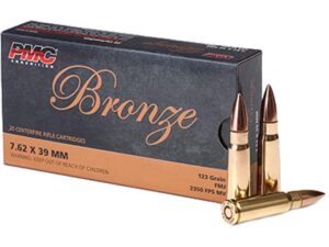 PMC Bronze Rifle Ammunition 7.62x39mm 123 gr FMJ 2350 fps 20/ct