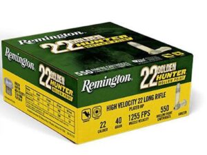 Remington Golden Hunter Rimfire Ammunition .22LR 40gr HP 1255 fps 550/ct