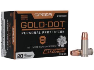 Speer Gold Dot Handgun Ammunition .30 SC 115gr HP 1150 fps 20/ct
