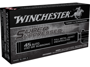 Winchester Super Suppressed Handgun Ammunition .45 ACP 230 gr. FMJE 850 fps 50/ct
